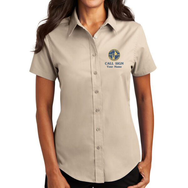 LARA - Women's Short Sleeve Button Down Shirt (Light Color) Thumbnail